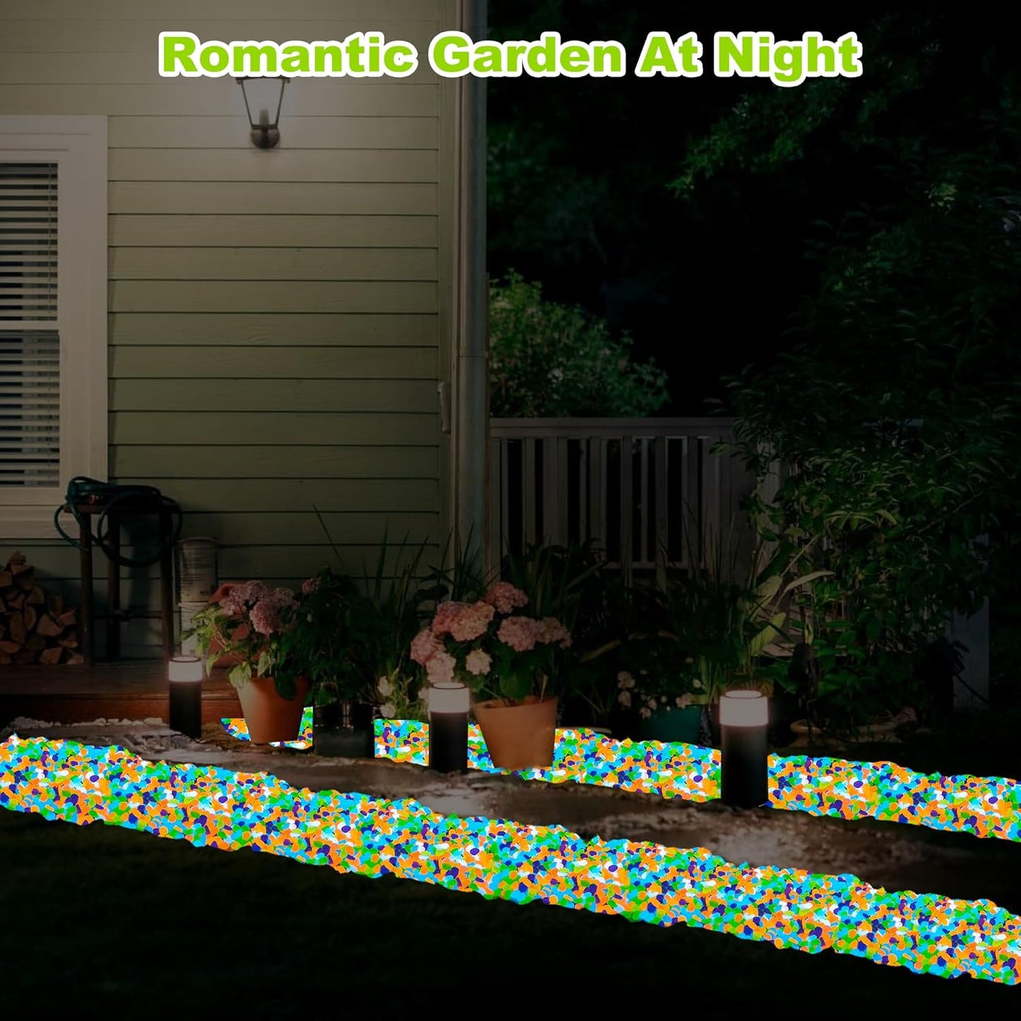 500pc Glow in The Dark Stones Glow Pebbles for Outdoor Garden Luminous Pebbles Glow in Dark Pebbles Glowing Fish Tank Rocks Glow Stones for Yard Walkway Pathway Aquarium,Color