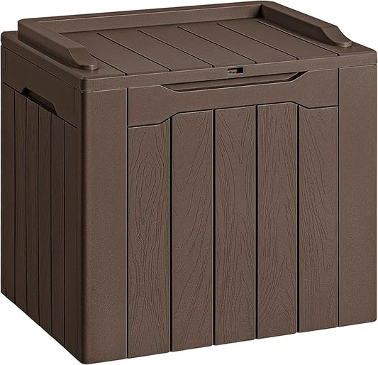 Devoko 30 Gallon Resin Deck Box Outdoor Indoor Waterproof Storage Box for Patio Furniture Pool Accessories Storage for Cushion Garden Tools (30 Gallon, Brown)
