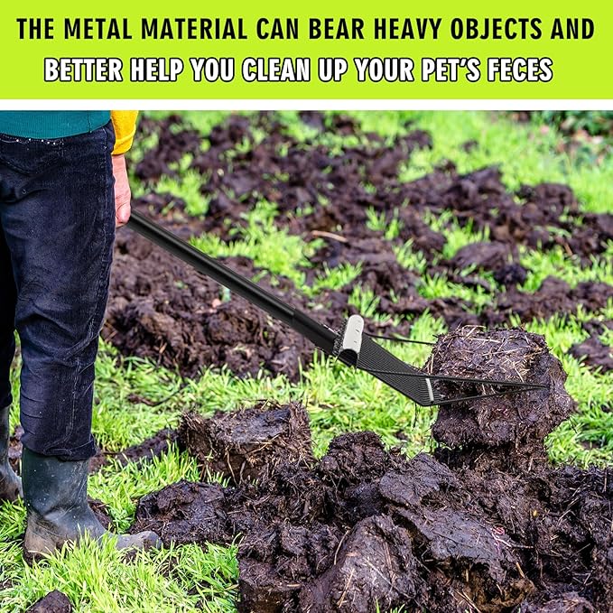 Lasnten 3 Sets Metal Manure Fork with Long Metal Handle Pitch Fork Manure Rake Black Heavy Duty Muck Rake for Gardening Horse Stall Stable Grass Hay Cleaning Farm Work