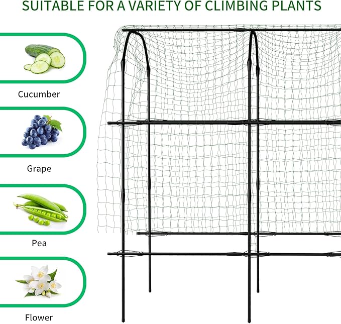 DoCred Tall Garden Arch Trellis for Climbing Plants, 87in Tall Metal Plant Support Trellis Archway for Climbing Vine Vegetable/Fruit/Flower Outdoor Yard Lawn Garden Arch Tunnel Trellis