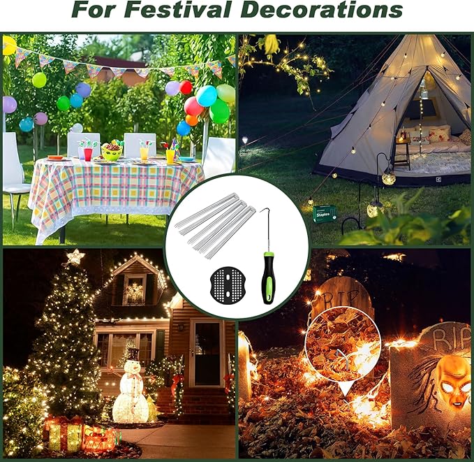 FEED GARDEN 6 Inch 100 Pcs Galvanized Landscape Staples 100 Pcs Gaskets Pick Hook Garden Stakes 11 Gauge Anti-Rust Landscaping Fabric SOD Pins U Shaped Yard Turf Stakes for Weed Barrier Fabric