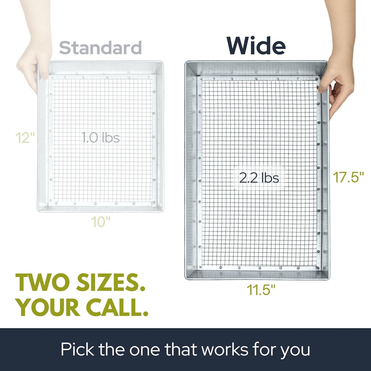 Soil Sifter, Wide Size (17.5 x 11.5 inches) with 3/8-inch Mesh, Garden Sieve for Dirt, Sand, Rocks, and Compost