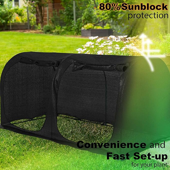 Large Tunnel 8.2'x4' Sunshade Cloth Gardening Net,Easy Set up 4FT Tall Crops Shade Cover, UV Resistant Plant 80% Sunblock Net for Vegetables,Fruits and Mini Flower Pot with Stakes and Carry