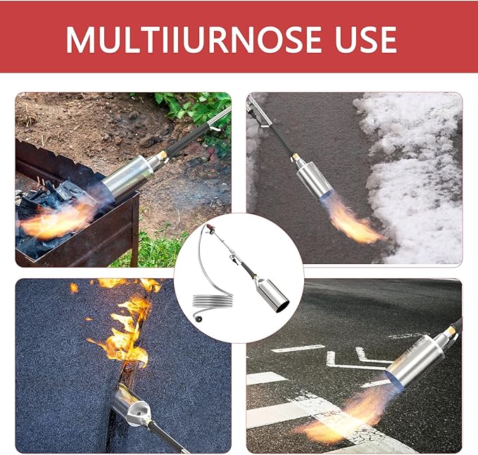 Propane Torch Weed Burner Kit, 1,800,000 BTU Heavy Duty Blow Torch, 40" Arm with 10FT Hose, Flame Control for Ice Melting, Snow Removal, Asphalt, Road Marking, Weeding