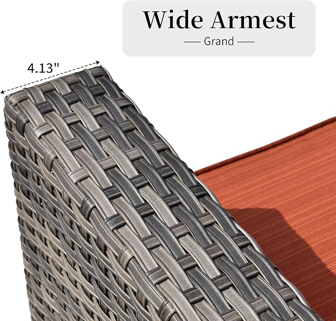 HOOOWOOO 10 Piece Patio Sectional Furniture Set with Swivel Rocking Chairs,Modern Wicker Outdoor Conversation Sofa Sets,Weather Resistant Modular L Shaped Outside Couch Set(Orange Red)