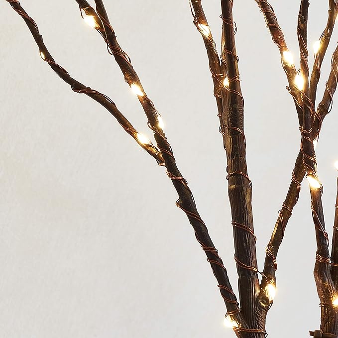 Fudios Branch Lights Plug in with Timer Willow Branches with Lights for Vase Twig 32IN 150 LED Outdoor and Indoor Holiday Party Decor 2Set