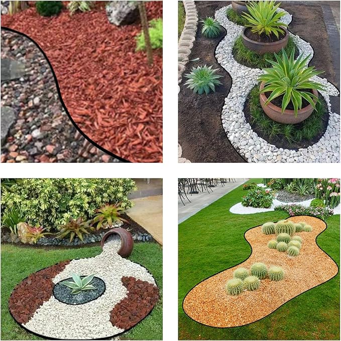 Garden Edging Border,33ft Landscape Edging Borders Garden Border Edging【4INCH Hight】 Paver Edging Include 30 Stakes,Lawn Edging Border for Yard, Lawn, Gardens(Black)