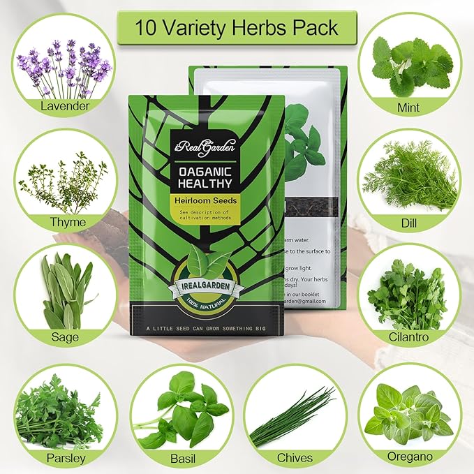 Herb Garden Kit Indoor Herb Garden Starter Kit - 10 Kitchen Herbs Seeds Growing Kit Window Herb Garden Planter Indoor Kit for Windowsill Countertop - Unique Gardening Gift for Women Men