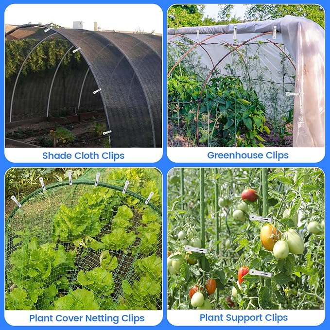 50PCS Garden Clips, Stainless Steel Greenhouse Clamps, Strong Grip Greenhouse Clips, Metal Clips for Netting, Shade Cloth, Plant Cover on Garden Hoops or Greenhouse Hoops by EGYPAMID