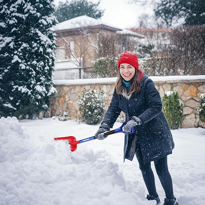 WORKPRO 47" Adjustable Snow Shovel, Lightweight Aluminum Detachable Shovel with Storage Bag for Car, Driveway, Garden, and Camping, Durable Emergency Snow Shovel for Winter Snow Removal