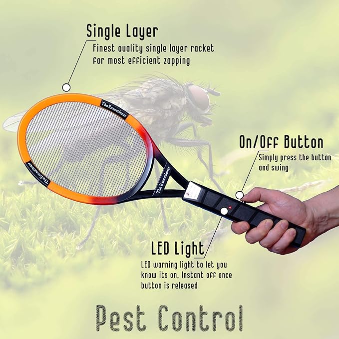 The Executioner Fly Killer Mosquito Swatter Racket Wasp Bug Zapper Indoor Outdoor Over 50cm Long
