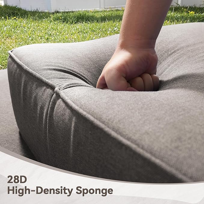 Luxury 6" Outdoor Cushions for Patio Furniture, 24x24x6 Thick Seat Cushion Set of 8, Fade Resistant Couch Chair Replacement Cushions High Density Deep Wicker Chair Cushion w/Removable Cover Gray