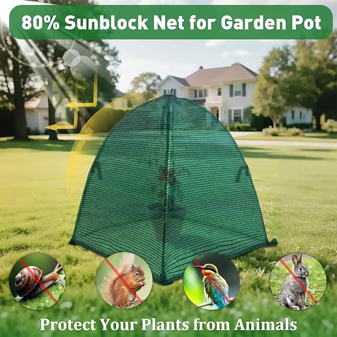 2Pack Plant Shade Tent, 23.6"x23.6"x23.6" Garden Mesh Plant Cover for Sun and Insect Control, UV Resisitant Plant Shade Tent for Outdoor, Protection Guard for Plant with Stakes