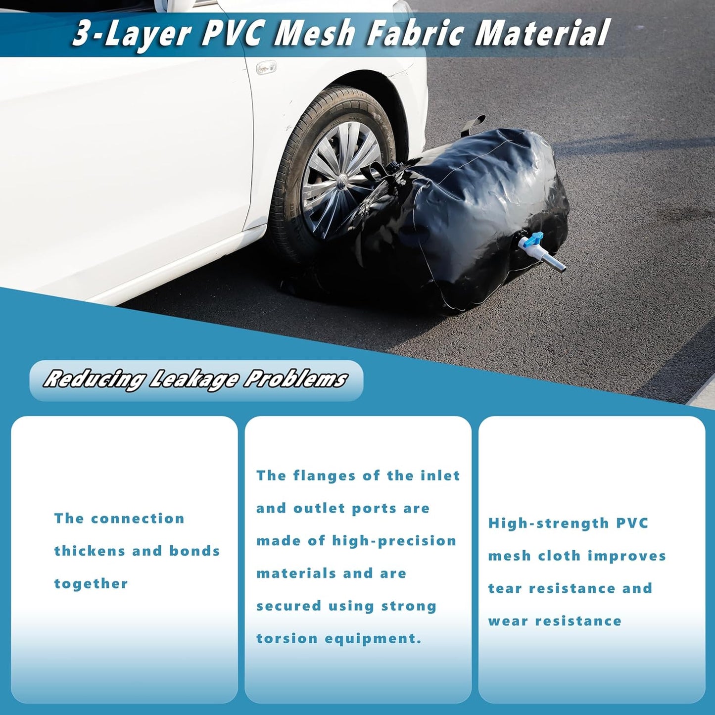 113 L/30 Gal Water Bladder Tank, Foldable Portable Water Storage Container, Emergency Water Bag for RV, Truck Bed, Fire Prevention, Drought Resistance, Black