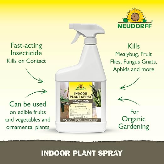 Indoor Plant Spray for House Plants & Greenhouse, Kills Spider Mites, and Scale and 100+ Listed Insects on Contact for Organic Gardening, Contact Insecticide, Ovicide (32 oz)