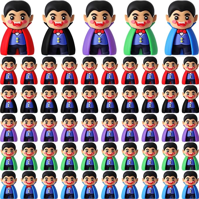 50 Pcs Mini Vampire Figurines Bulk Halloween Vampire Figures Miniatures Decorations Party Favors for Spooky Party Trick or Treating Goodies Bag Fillers DIY Craft