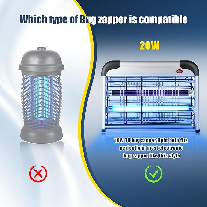 Qualirey T8 Bug Zapper Replacement Bulbs, 10W Bug Zapper Light Bulb for 20W Electronic Bug Zapper, Effectively Attracts Most Flying Bugs 13 Inch Mosquito Light Bulb for Indoor Outdoor (4 Pack)