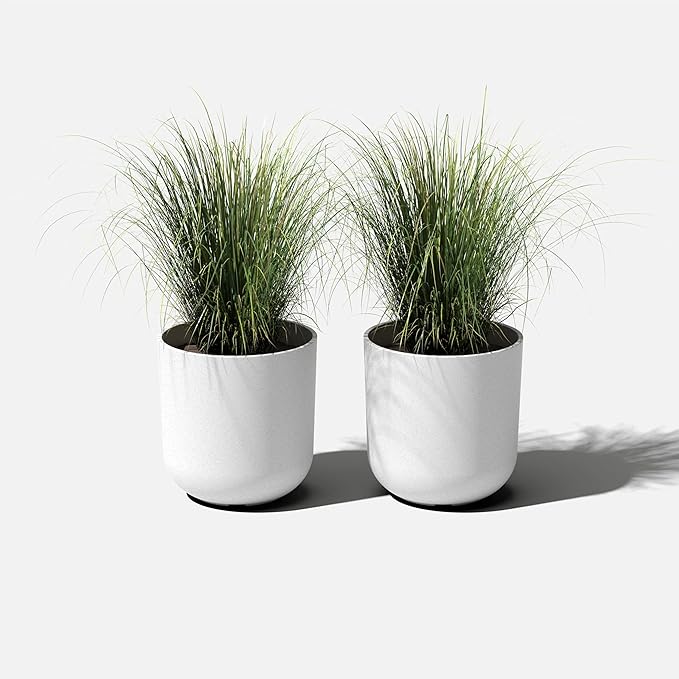 Veradek Mason Series Lima Planter - Round Planter for Indoor or Outdoor Porch/Garden | Made from Plastic-Stone Composite with Drainage Holes | Modern Décor for Succulents, Flowers, Small Plants