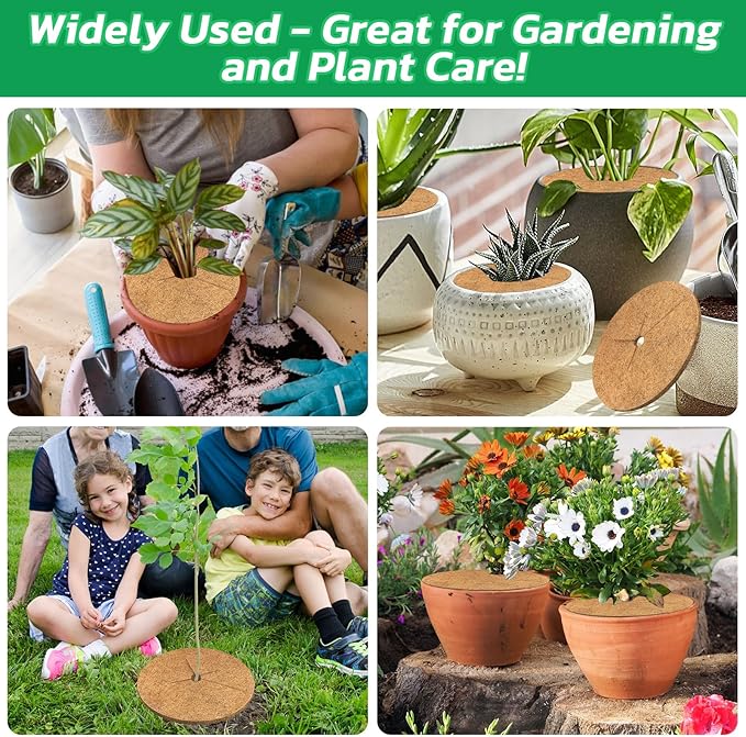 Legigo 10pcs Coconut Fiber Mulch Ring Tree Plant Protector Mat, 9 Inch Natural Coco Coir Tree Protection Ring Plant Pot Soil Cover, Tree Rings Disc Plant Cover for Indoor Outdoor Plants,Landscaping