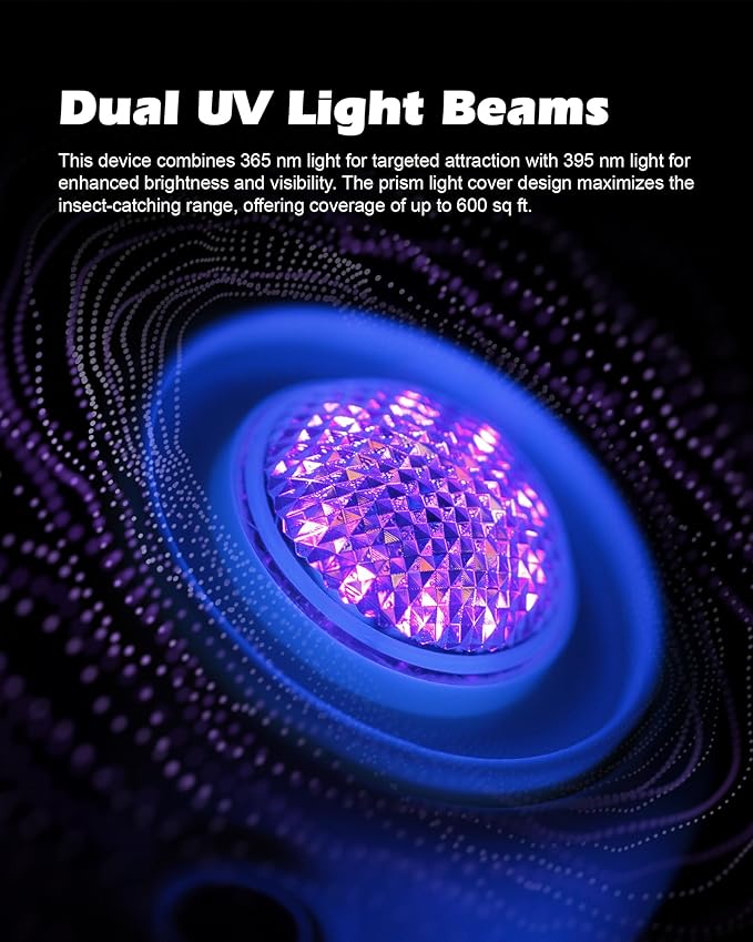 Flying Insect Trap(1Device + 10Refills), Fruit Fly Traps for Indoors & Outdoor Rechargeable, Quite Operation Fly Trap Smoke White