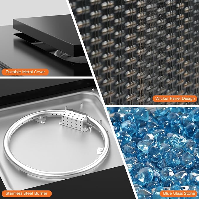 BALI OUTDOORS 50000 BTU Propane Fire Pit with Lid, 28 inch Fire Pit Table Outdoor, Black Firepits for Outside Backyard, Patio