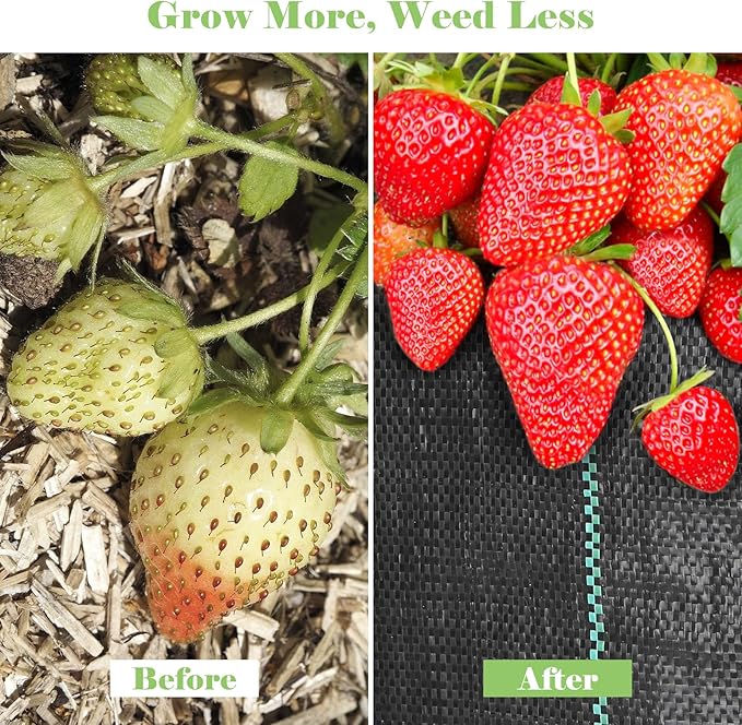 FEED GARDEN 4FT x 100FT Landscape Fabric Weed Barrier Fabric, Heavy Duty 3.2oz Ground Cover Geotextile Fabric for Gardening, with 30 U-Shaped Stakes (2 Pack 4x50FT)