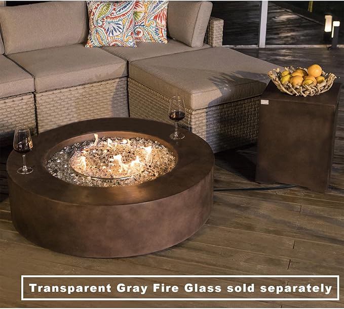 COSIEST 2-Piece Outdoor Propane Firepit Table Set w Tank Table, CSA Certified, 42 inch Dark Fire Table (50,000 BTU) w 16 inches Tank Cover Side Table 20lb for Garden,Pool,Backyard