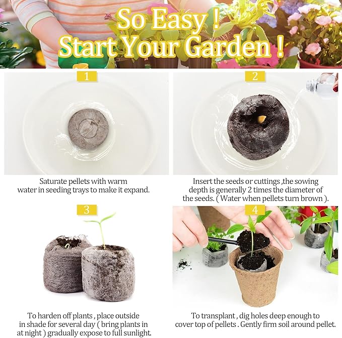 Legigo 100 Pcs 36mm Seed Starter Peat Pellets Pods for Seedlings- Compressed Seed Starting Pellets Seed Starter Pods Plugs Soil Peat Pods for Starting Seeds, Garden Planting Herb Flower Vegetables