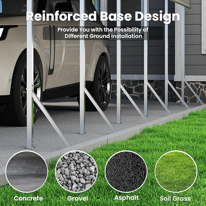 Heavy Duty Metal Carport – Sturdy Structure, All-Weather Protection, Easy Assembly for Cars, Trucks, Boats, Tractors, and Outdoor Storage (White, 14X30 FT)