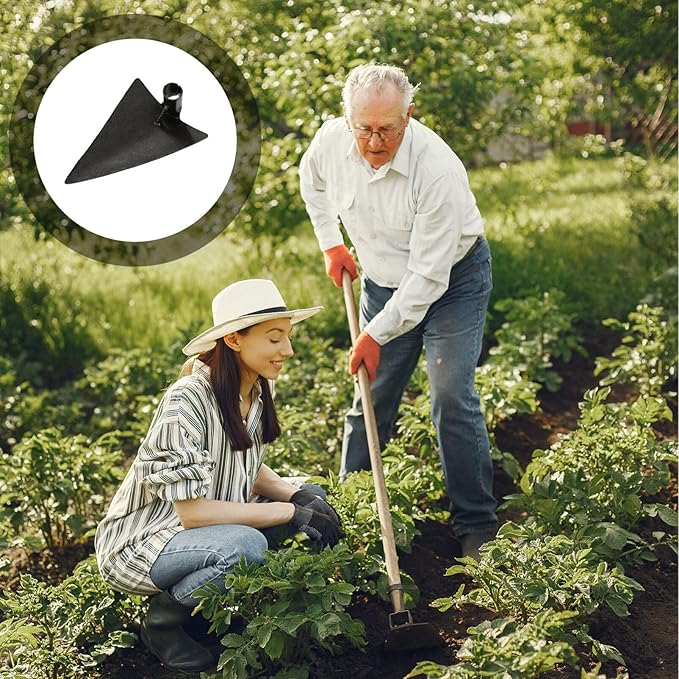 DOITOOL Triangle Hoe Steel Garden Digging Hoe for Weeding Planting Digging Soil, Gardening Hoe Hand Held Digging Hoe Garden Tool, 27X20cm (Silver Gray)