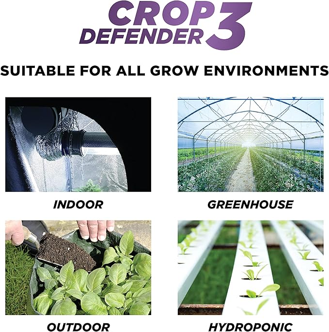 Grower's Ally Crop Defender 3 Concentrate 1 qt | Natural, Safe & Organic Insecticide & Fungicide Control for Plants - Powdery Mildew, Spider Mites & Russet Mite Killer – Makes 100 Gallons