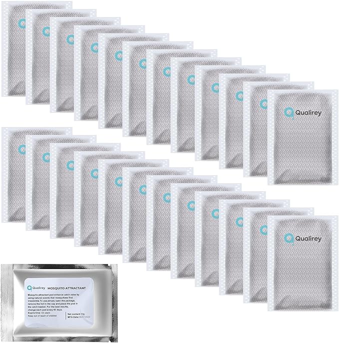 Qualirey 24 Pack Mosquito Attractant Lure in Bulk, Bait Refill for Bug Zapper Compatible with All Mosquito Trap Enhances Catch Rates Safe Non Toxic Long Lasting Bait for Home Garden Indoor Outdoor