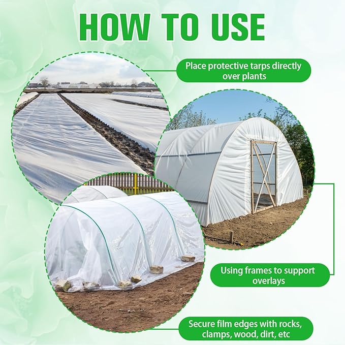 Greenhouse Plastic Film, 6 Mil Thickness Greenhouse Plastic Sheeting, Clear Polyethylene Film UV Resistant for Gardening, Farming, Agriculture (10 x 32 FT)
