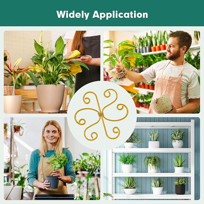 Kerros Monstera Plant Support 5 Pack, Plant Stem Support Metal Plant Stabilizer for Indoor Plants Stem Stabilizer Growth Accessories, Gold