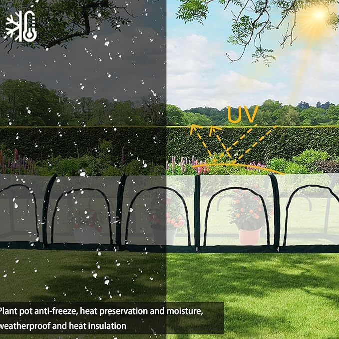 Portable PE Plastic Tunnel Greenhouse for Outdoors - Cambered Poly Transparent Long Greenhouses Clear Insulation Grow Tent Ideal for Backyards and Patio Vegetable Cultivation (5M)