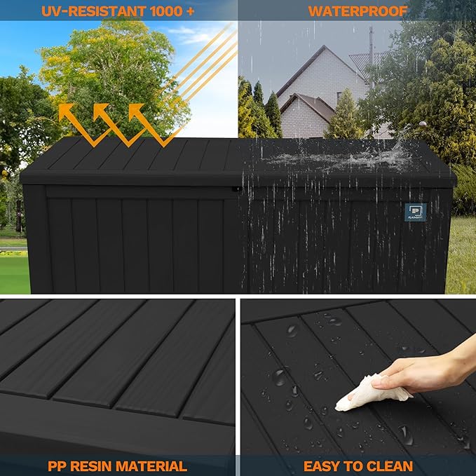 Heavy Duty Storage Box,230 Gallon Black Outdoor Storage Box is Made of Resin for Outdoor, Patio or Indoor Use.