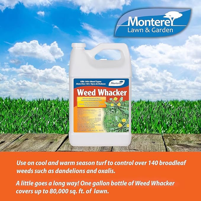 Monterey - Weed Whacker Weed Killer - Selective Broadleaf Weed Killer for Lawns - Kills 140+ Weed Types - Apply Using Sprayer - 1 Gallon Concentrate