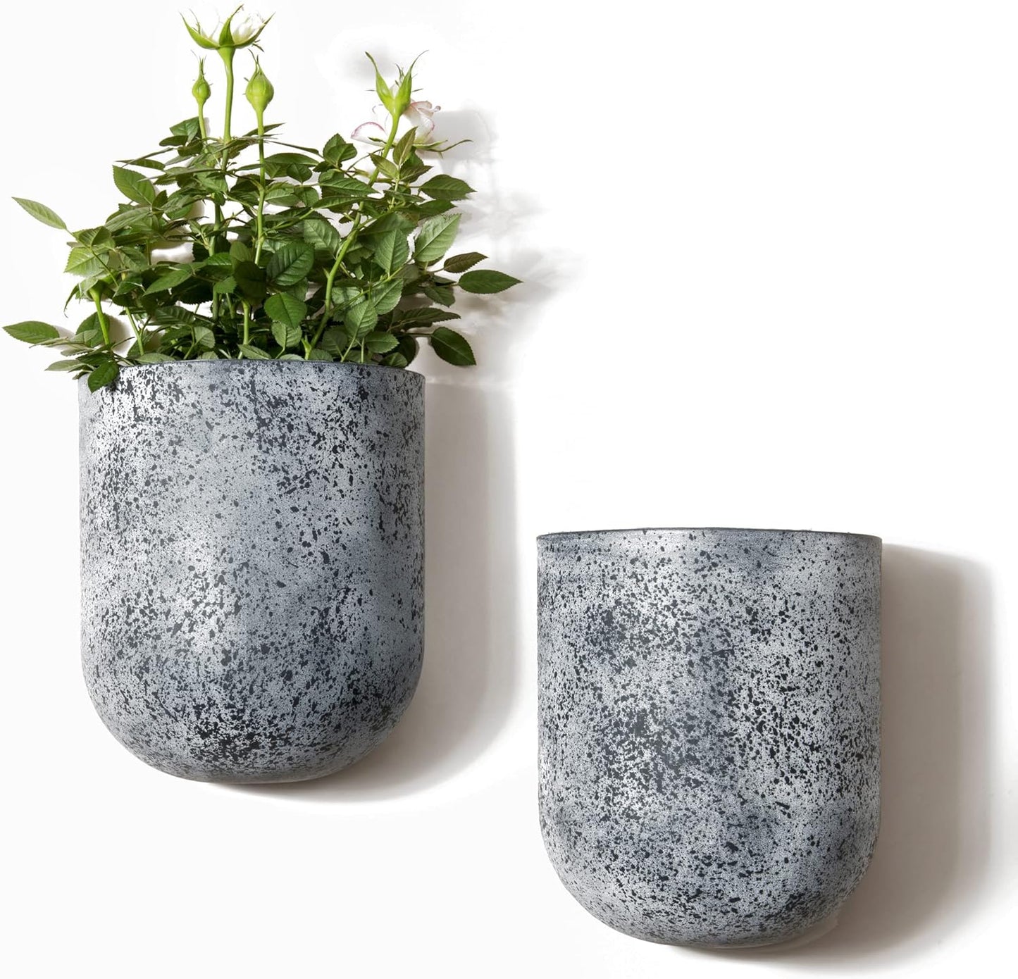 LA JOLIE MUSE Wall Hanging Planters for Indoor Plants，Hanging Flower Pots for Air Plants Succulent, Set of 2, 5.7L*4.1W*7H, Rock Gray