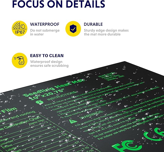 iPower 2 Pack Waterproof Seedling Heat Mat 10"x20.75", Warm Hydroponic Heating Pad for Germination, Indoor Gardening, Greenhouse