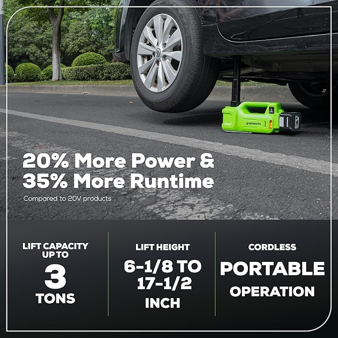 Greenworks 48V (2x24V) Cordless Yard Tool Combo - 21" Self - Propelled Lawn Mower, 12" Trimmer, Blower + 24V Cordless Battery Car Jack