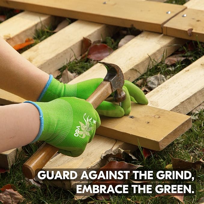 Vgo... 3 Pairs Women’s Gardening Gloves - Non-Slip Nitrile Coated, Breathable for Outdoor, DIY, Ranch, Camping(RB6013)