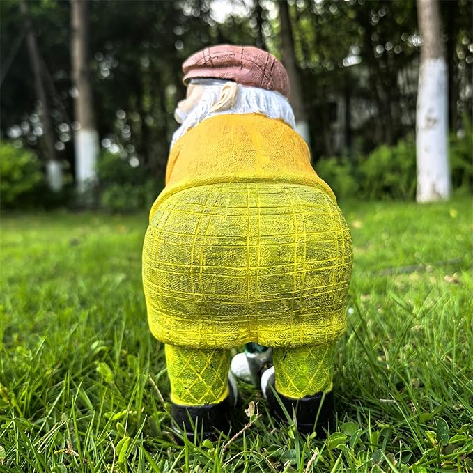 Garden Golfing Gnome Statue Decorative,Adorable Flower Bed Decor Gnome Sculpture for Patio Lawn