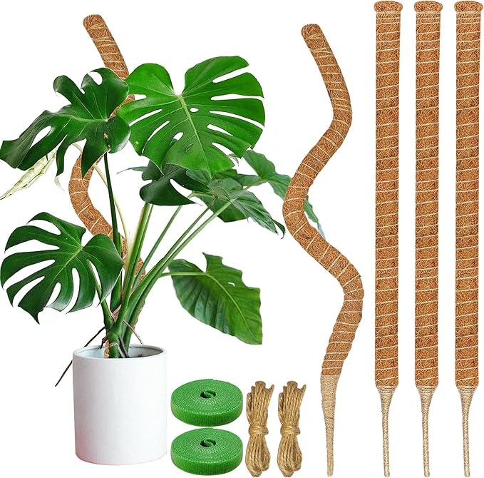 4 Pack Moss Pole, 35.4-Inch Moss Poles for Plants Monstera,Bendable Plant Support Stakes for Climbing Plants Indoor, Garden Trellis Plant Stick for Potted Plants, Pothos Philodendron