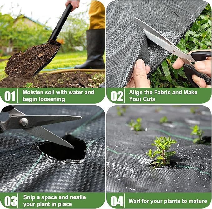 6FTx300FT Weed Barrier Fabric Heavy Duty, Gardening Landscape Fabric Cover Mat, Durable Weed Control Fabric for Garden Bed Cover, Landscaping, Commercial Driveway, Underlayment Use (6x300FT-3.2OZ)