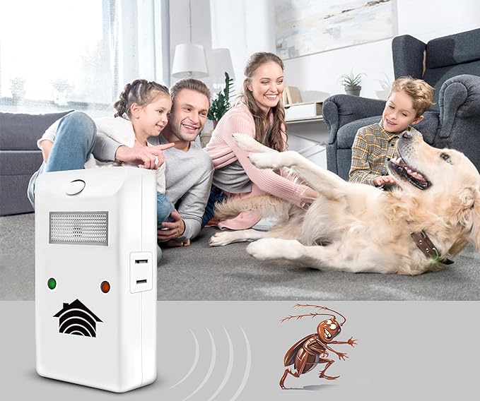 RIDDEX Power Plus Insect Repellent | Plug in, Mouse Deterrent - Pest Control for Defense Against Rats, Mice, Roaches, Bugs and Insects | Control Pests with No Toxins with Side Outlet