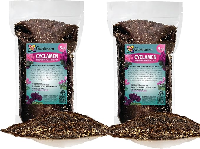 Premium Cyclamen Potting Soil Mix - Perfect Balance of Nutrients, Drainage, and Aeration for Thriving Blooms - 10 Quart
