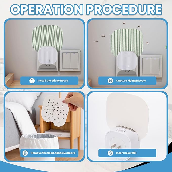 Fly Trap Indoor(1 Device + 3 Glue Cards), Mosquito Trap for Mosquito, Flies, Fruit Flies, Moths, Gnats, gnat Traps for House Indoor