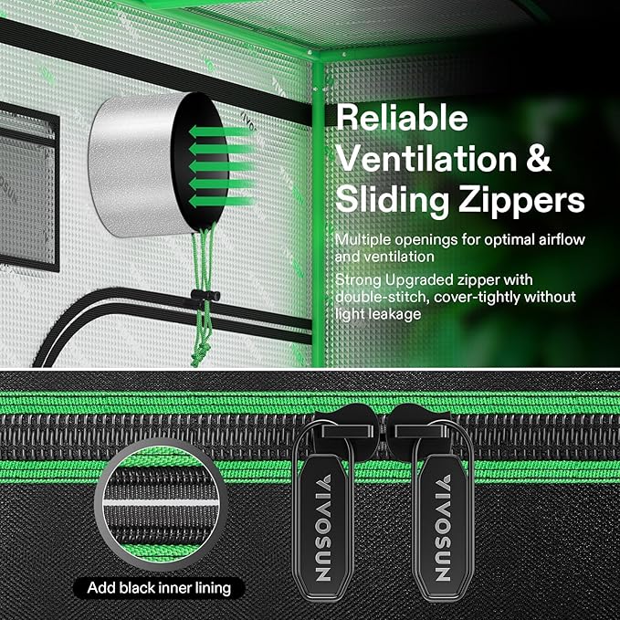 VIVOSUN 2 x 2 ft. Grow Tent Kit Complete, 24"x24"x48" Grow Tent Complete System with VS1000 Led Grow Light, 4 Inch 190CFM Inline Fan, Carbon Filter and 8ft Ducting Combo