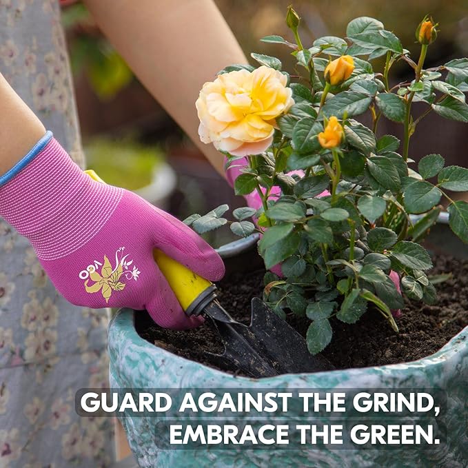 Vgo... 3 Pairs Women’s Gardening Gloves - Non-Slip Nitrile Coated, Breathable for Outdoor, DIY, Ranch, Camping(RB6013)