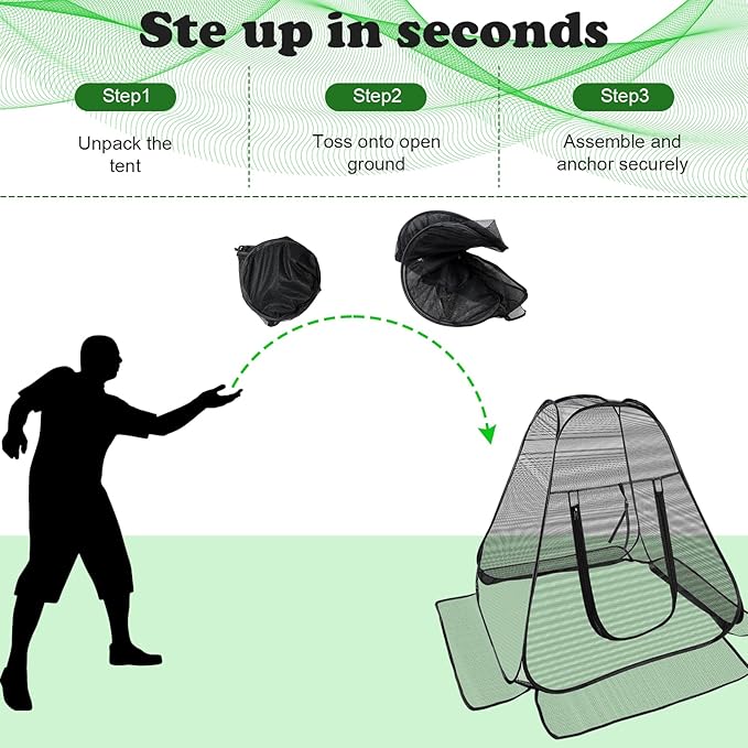 Pop up Garden Netting Cover,Pest Guard Plant Cover with 4 Stakes,Bird Plant Tent Protector,Mesh Gardening Net with Zipper Door for Vegetables Fruits Flowers